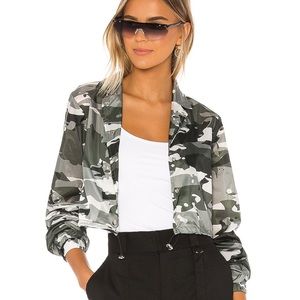 Revolve Superdown Camo Green Cropped Windbreaker Jacket XS